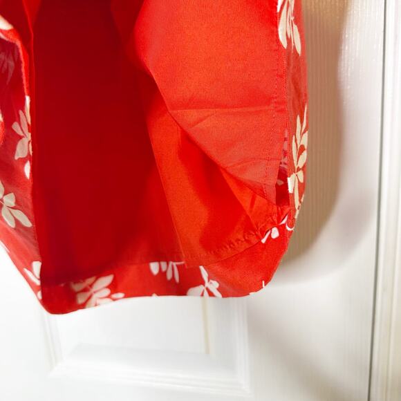 Ann Taylor Linen Blend Red Leaf Print Sarong Skirt Size 6 - Picture 4 of 7